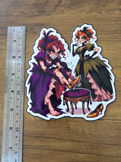 Cinderella Inspired Step Sisters Hellverse Glossy Vinyl Die Cut Sticker | 2 Sizes Available