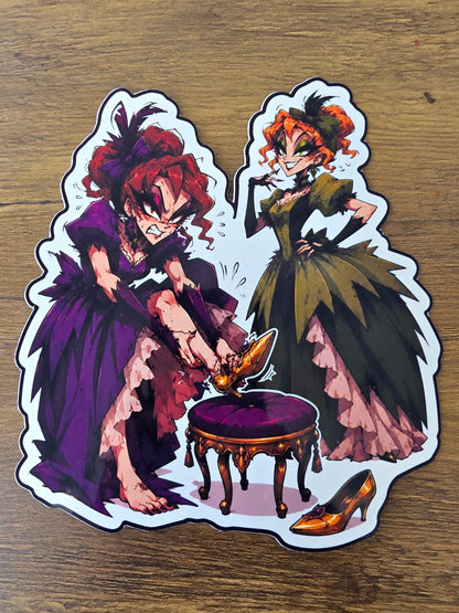 Cinderella Inspired Step Sisters Hellverse Glossy Vinyl Die Cut Sticker | 2 Sizes Available