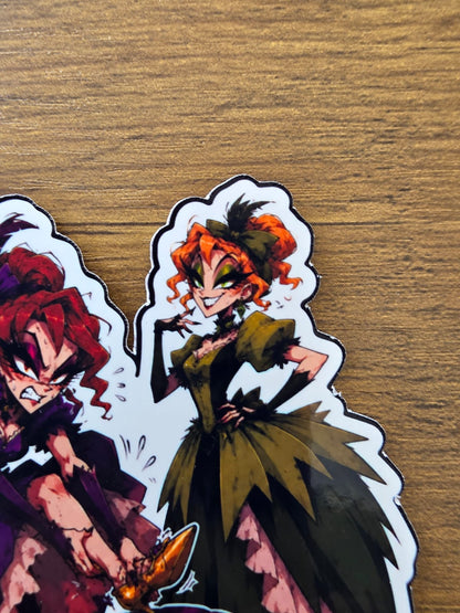 Cinderella Inspired Step Sisters Hellverse Glossy Vinyl Die Cut Sticker | 2 Sizes Available