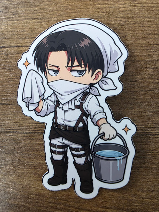 Attack on Titan Inspired Levi Cleaning Glossy Vinyl Die Cut Sticker | 2 Sizes Available
