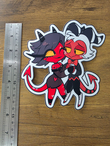 Helluva Boss Inspired Moxxie & Millie Glossy Vinyl Die Cut Sticker | 2 Sizes Available