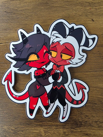 Helluva Boss Inspired Moxxie & Millie Glossy Vinyl Die Cut Sticker | 2 Sizes Available