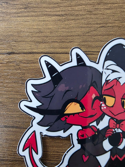 Helluva Boss Inspired Moxxie & Millie Glossy Vinyl Die Cut Sticker | 2 Sizes Available