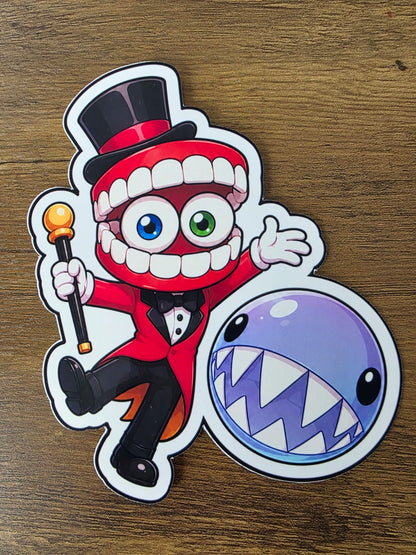 The Amazing Digital Circus Inspired Caine & Bubble Glossy Vinyl Die Cut Sticker | 2 Sizes Available