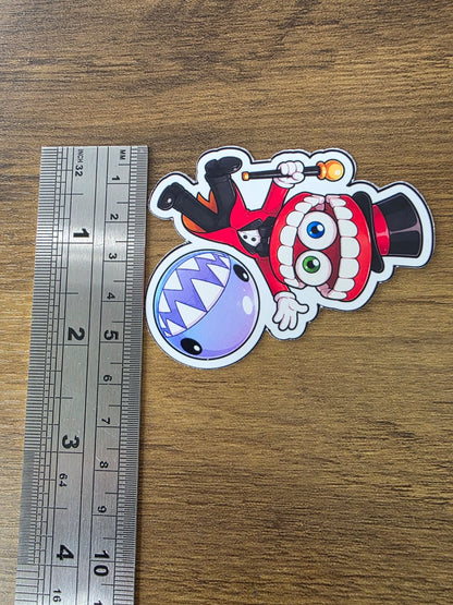 The Amazing Digital Circus Inspired Caine & Bubble Glossy Vinyl Die Cut Sticker | 2 Sizes Available