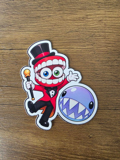 The Amazing Digital Circus Inspired Caine & Bubble Glossy Vinyl Die Cut Sticker | 2 Sizes Available