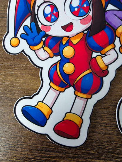 The Amazing Digital Circus Inspired Pomni & Jax Glossy Vinyl Die Cut Sticker | 2 Sizes Available