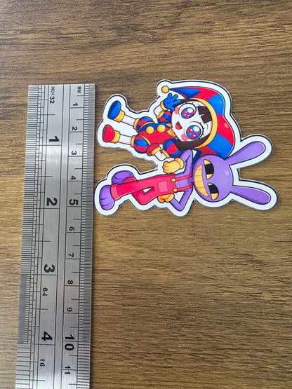The Amazing Digital Circus Inspired Pomni & Jax Glossy Vinyl Die Cut Sticker | 2 Sizes Available