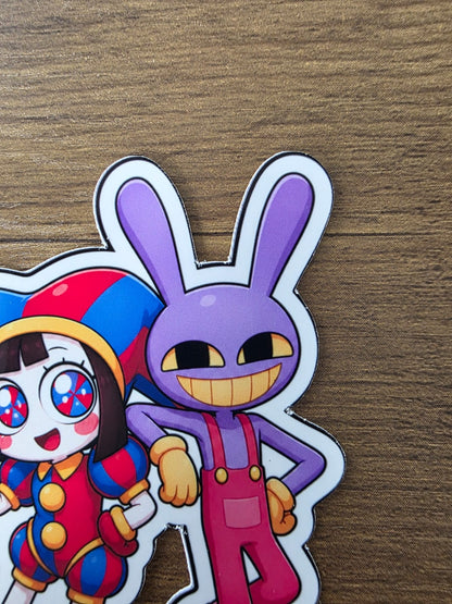 The Amazing Digital Circus Inspired Pomni & Jax Glossy Vinyl Die Cut Sticker | 2 Sizes Available