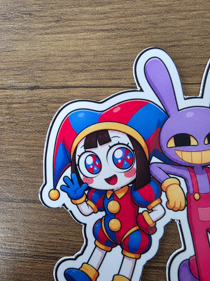 The Amazing Digital Circus Inspired Pomni & Jax Glossy Vinyl Die Cut Sticker | 2 Sizes Available