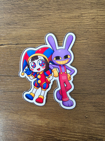 The Amazing Digital Circus Inspired Pomni & Jax Glossy Vinyl Die Cut Sticker | 2 Sizes Available