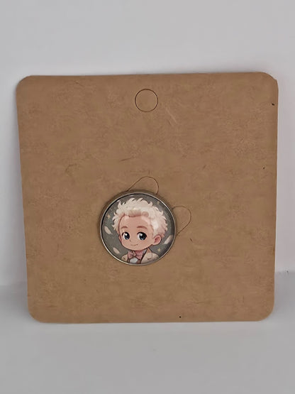 Good Omens Inspired Aziraphale 20mm Stainless Steel Glass Cabochon Pin