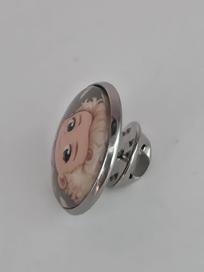 Good Omens Inspired Aziraphale 20mm Stainless Steel Glass Cabochon Pin