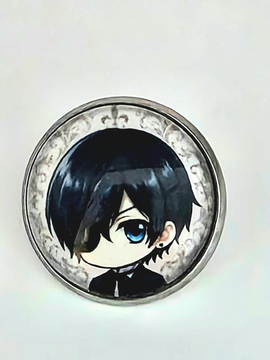 Black Butler (Kuroshitsuji) Inspired Ciel Phantomhive 20mm Stainless Steel Glass Cabochon Pin