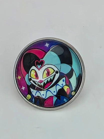 Helluva Boss Inspired Fizzarolli 20mm Stainless Steel Glass Cabochon Pin