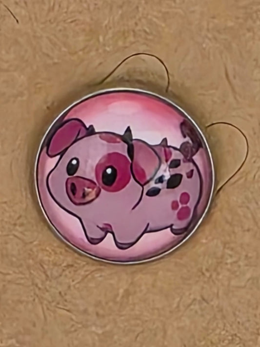 Hazbin Hotel Inspired Fat Nuggets 20mm Stainless Steel Glass Cabochon Pin