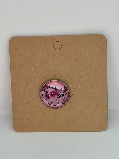 Hazbin Hotel Inspired Fat Nuggets 20mm Stainless Steel Glass Cabochon Pin