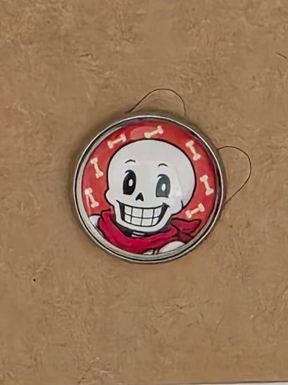 Undertale Inspired Papyrus 20mm Stainless Steel Glass Cabochon Pin