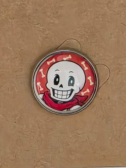 Undertale Inspired Papyrus 20mm Stainless Steel Glass Cabochon Pin