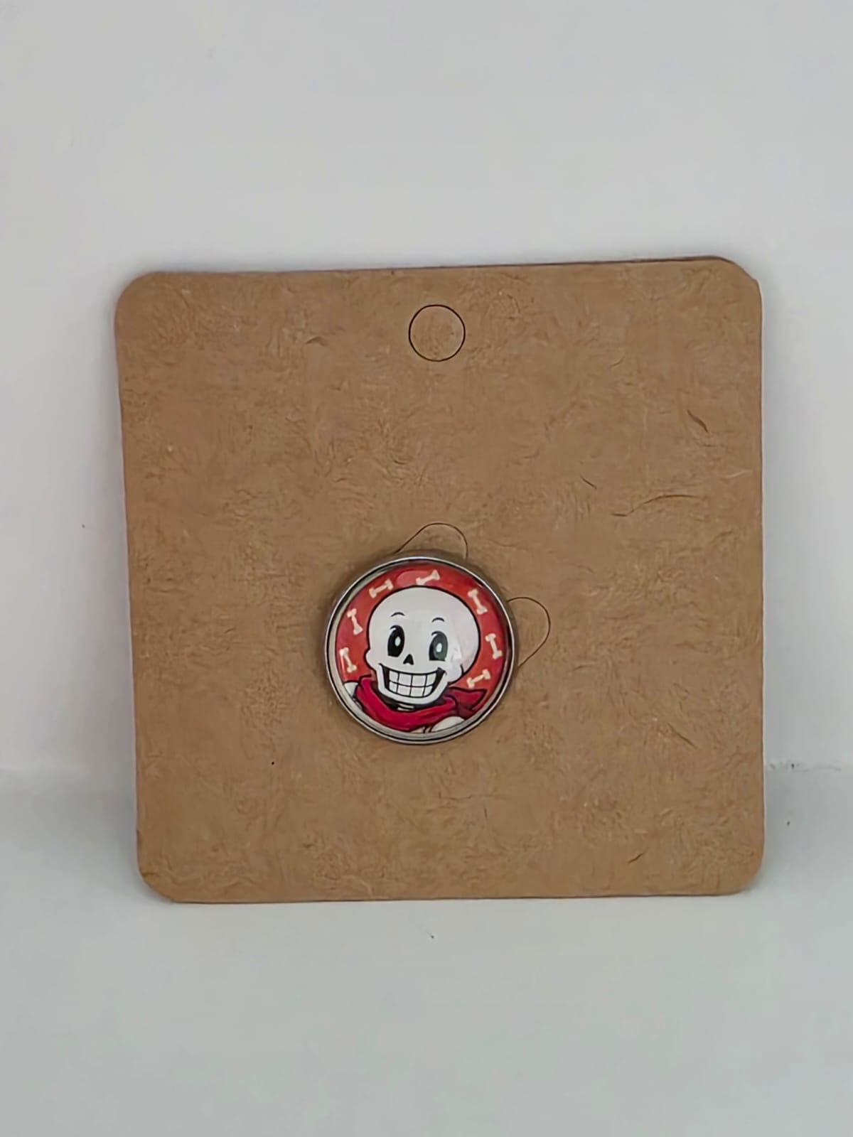Undertale Inspired Papyrus 20mm Stainless Steel Glass Cabochon Pin