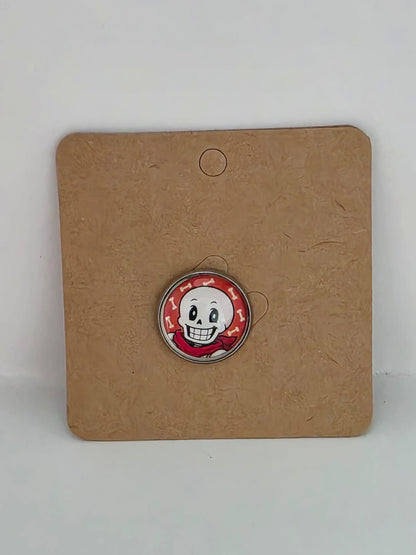 Undertale Inspired Papyrus 20mm Stainless Steel Glass Cabochon Pin