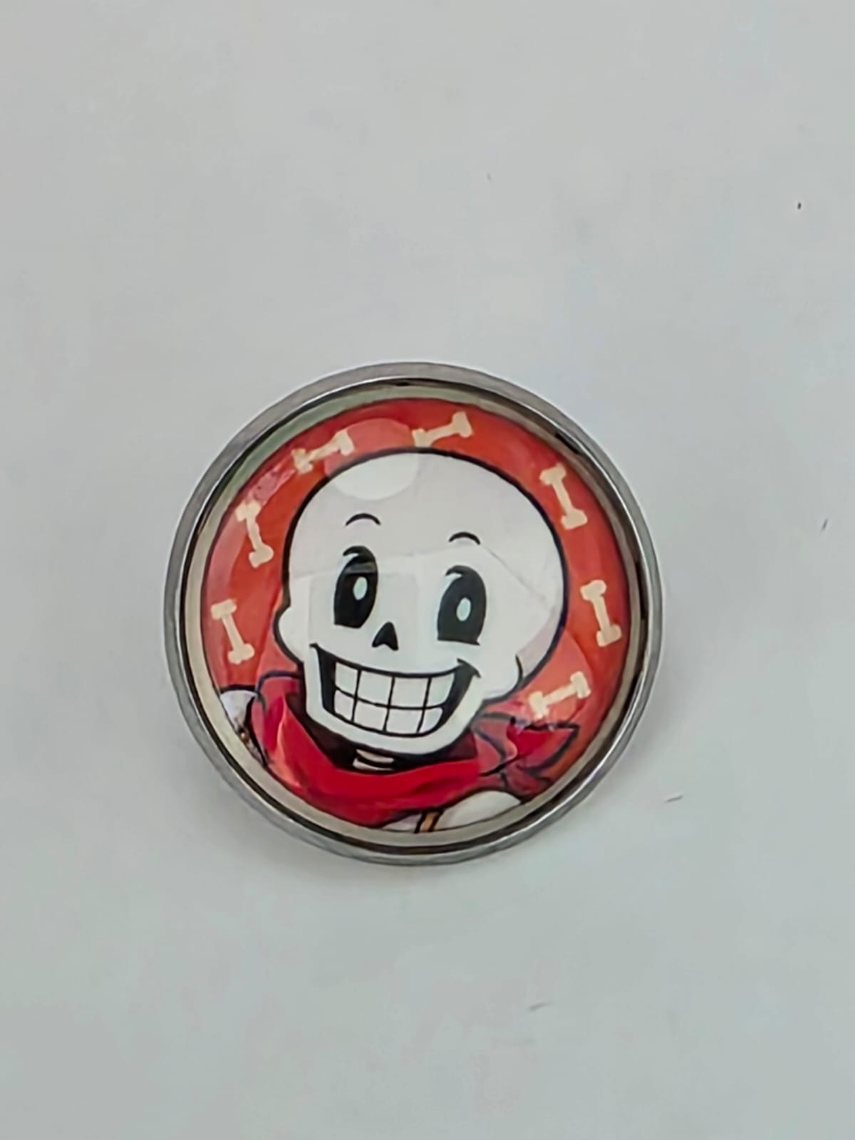 Undertale Inspired Papyrus 20mm Stainless Steel Glass Cabochon Pin
