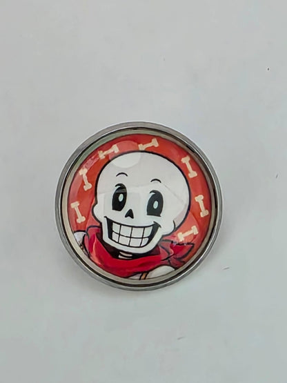 Undertale Inspired Papyrus 20mm Stainless Steel Glass Cabochon Pin