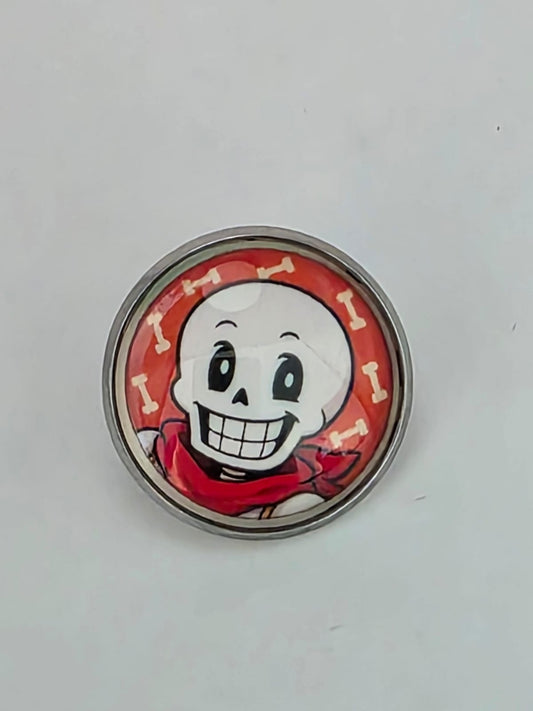 Undertale Inspired Papyrus 20mm Stainless Steel Glass Cabochon Pin