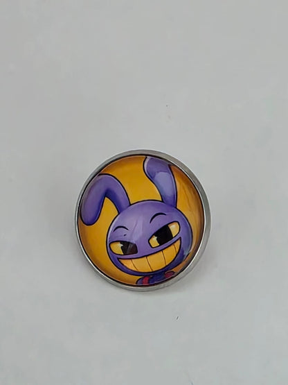 The Amazing Digital Circus Inspired Jax 20mm Stainless Steel Glass Cabochon Pin