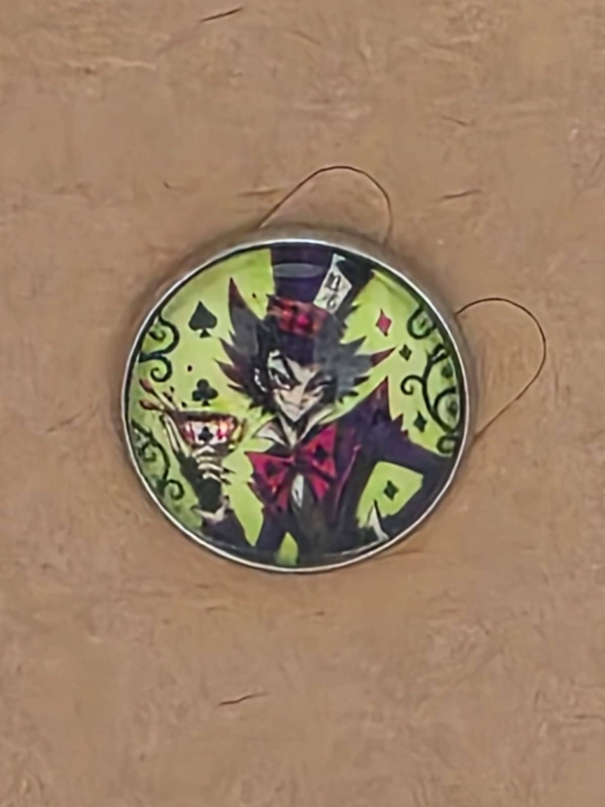 Alice in Wonderland Inspired Hellverse Hatter 20mm Stainless Steel Glass Cabochon Pin