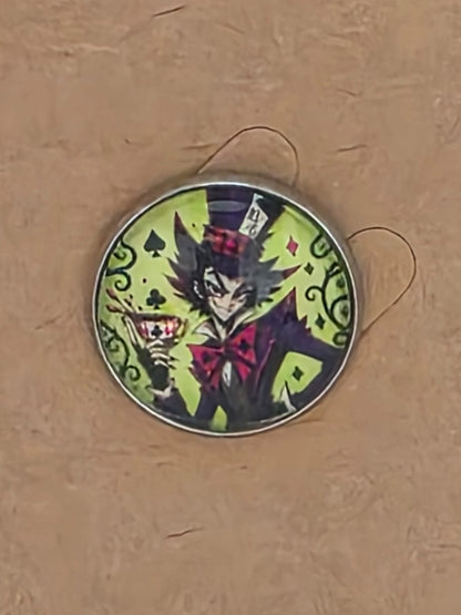 Alice in Wonderland Inspired Hellverse Hatter 20mm Stainless Steel Glass Cabochon Pin