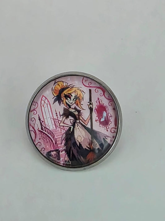 Cinderella Inspired Hellverse Cinderella in Rags 20mm Stainless Steel Glass Cabochon Pin