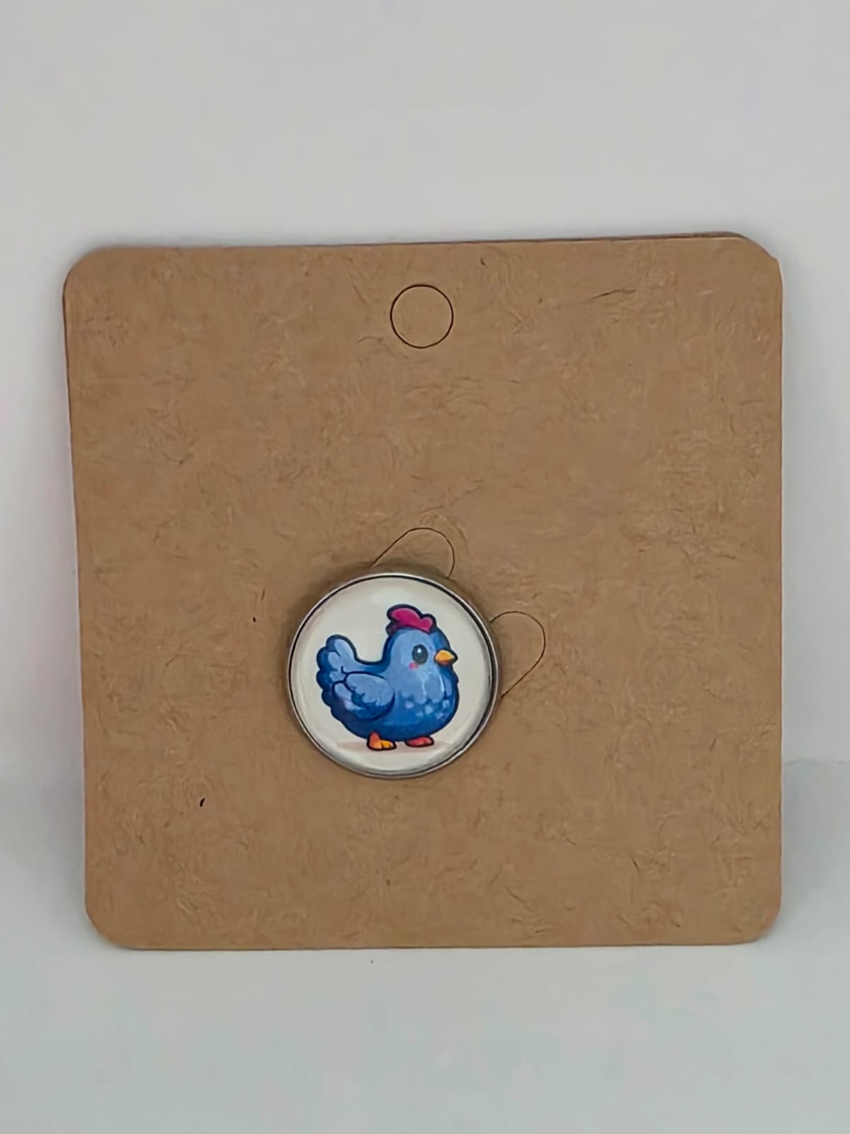 Stardew Valley Inspired Blue Chicken 20mm Stainless Steel Glass Cabochon Pin