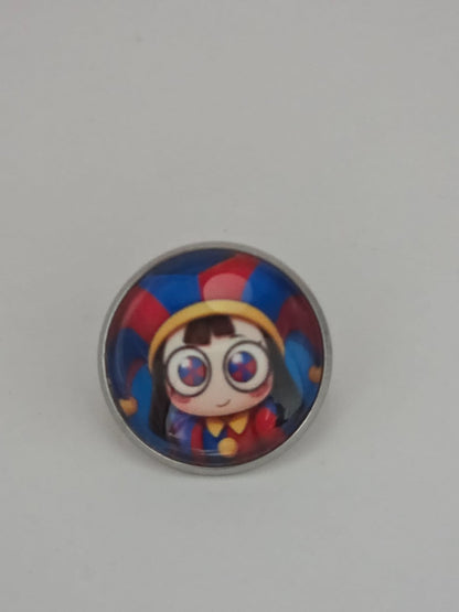 The Amazing Digital Circus Inspired Pomni 20mm Stainless Steel Glass Cabochon Pin