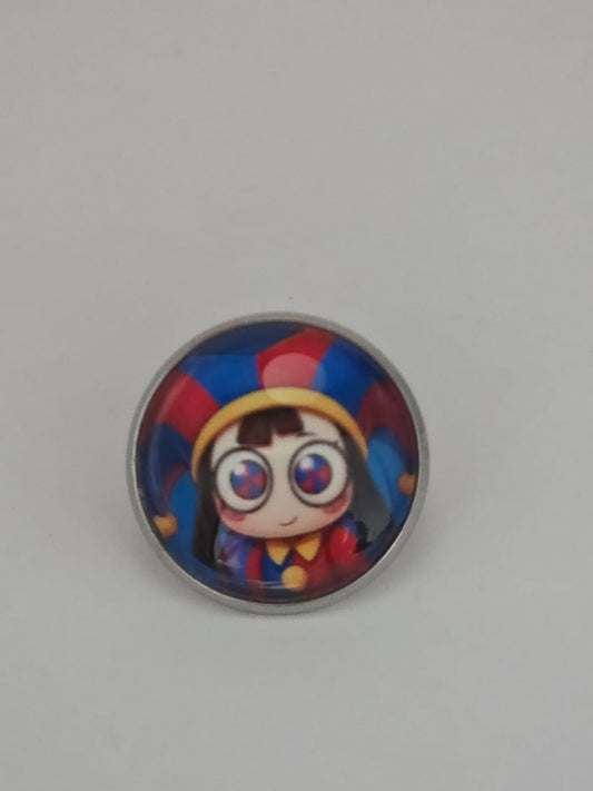 The Amazing Digital Circus Inspired Pomni 20mm Stainless Steel Glass Cabochon Pin
