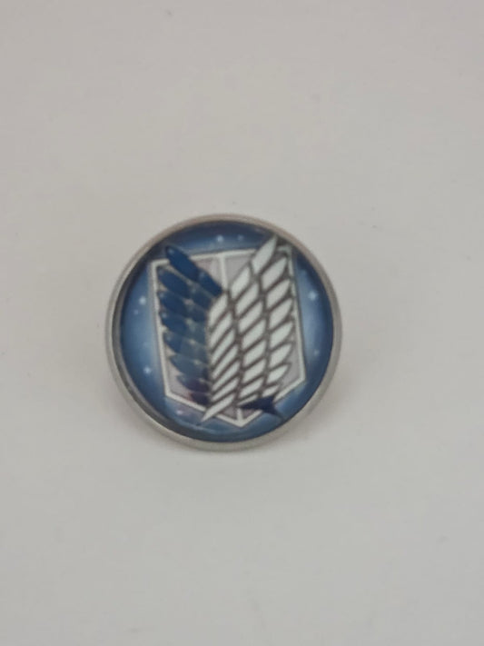 Attack on Titan Inspired Wings of Freedom 20mm Stainless Steel Glass Cabochon Pin