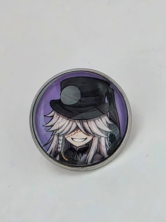 Black Butler (Kuroshitsuji) Inspired Undertaker 20mm Stainless Steel Glass Cabochon Pin