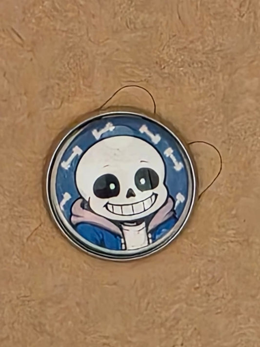 Undertale Inspired Sans 20mm Stainless Steel Glass Cabochon Pin