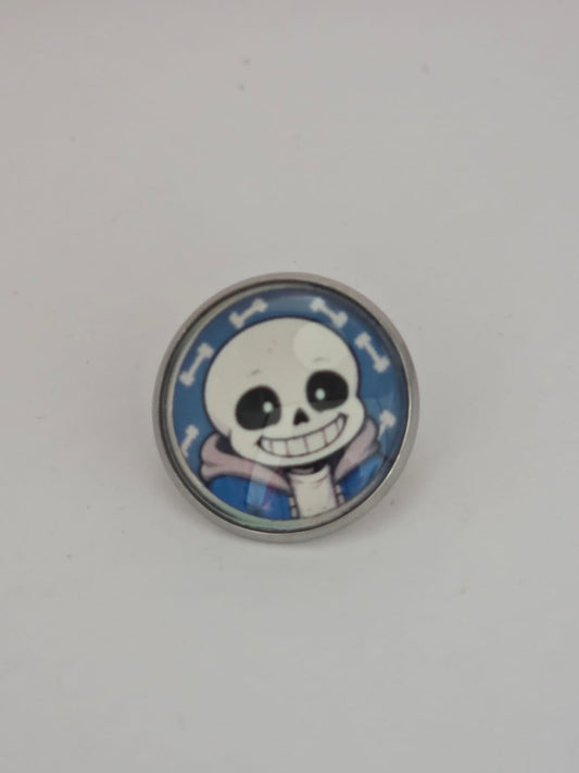 Undertale Inspired Sans 20mm Stainless Steel Glass Cabochon Pin