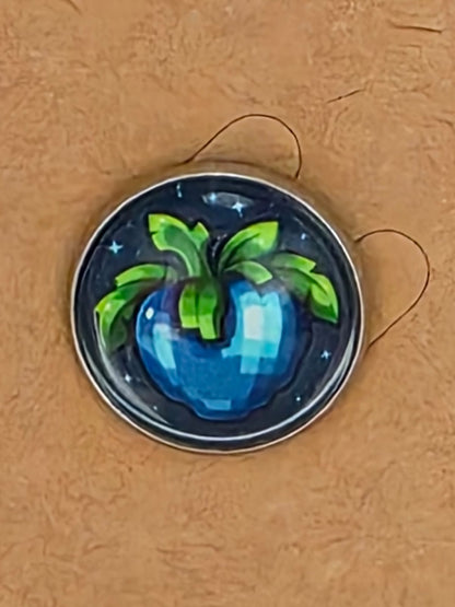 Stardew Valley Inspired Ancient Fruit 20mm Stainless Steel Glass Cabochon Pin