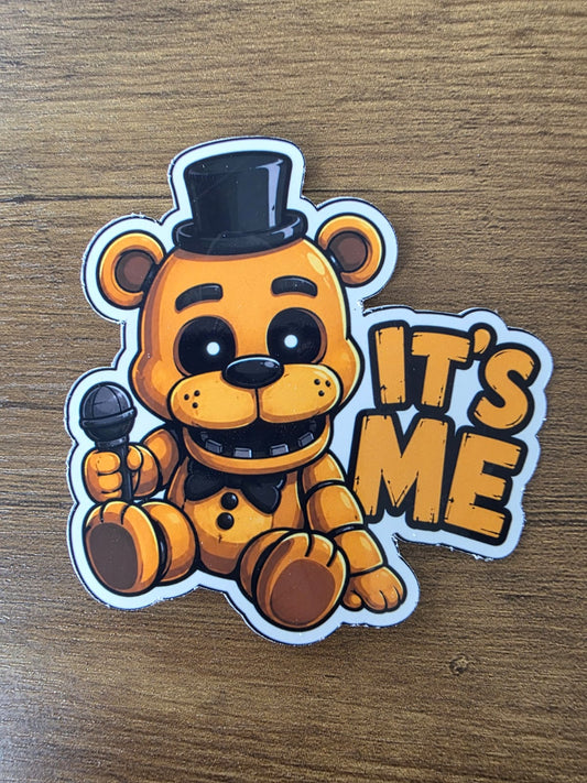 Five Nights at Freddy's Inspired Golden Freddy & "IT'S ME" Glossy Vinyl Die Cut Sticker | 2 Sizes Available