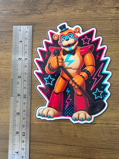 Five Nights at Freddy's: Security Breach Inspired Glamrock Freddy Glossy Vinyl Die Cut Sticker | 2 Sizes Available