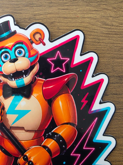 Five Nights at Freddy's: Security Breach Inspired Glamrock Freddy Glossy Vinyl Die Cut Sticker | 2 Sizes Available
