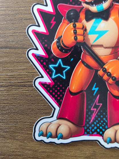 Five Nights at Freddy's: Security Breach Inspired Glamrock Freddy Glossy Vinyl Die Cut Sticker | 2 Sizes Available