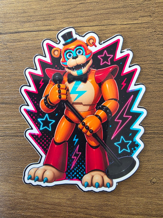 Five Nights at Freddy's: Security Breach Inspired Glamrock Freddy Glossy Vinyl Die Cut Sticker | 2 Sizes Available