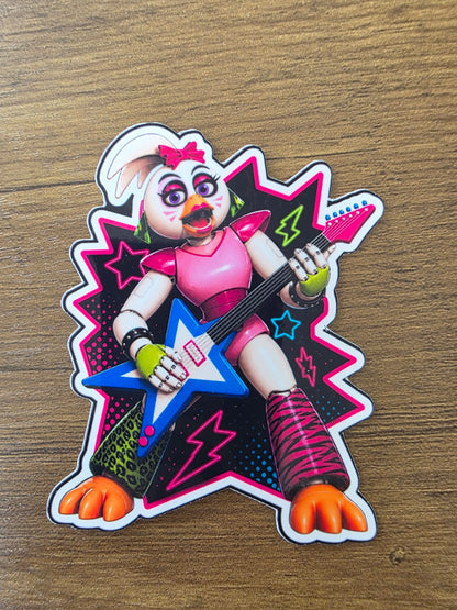 Five Nights at Freddy's: Security Breach Inspired Glamrock Chica Glossy Vinyl Die Cut Sticker | 2 Sizes Available