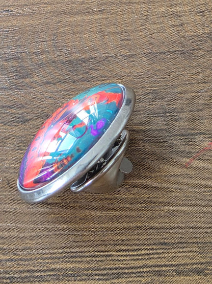 Alice in Wonderland Inspired Hellverse Caterpillar 20mm Stainless Steel Glass Cabochon Pin