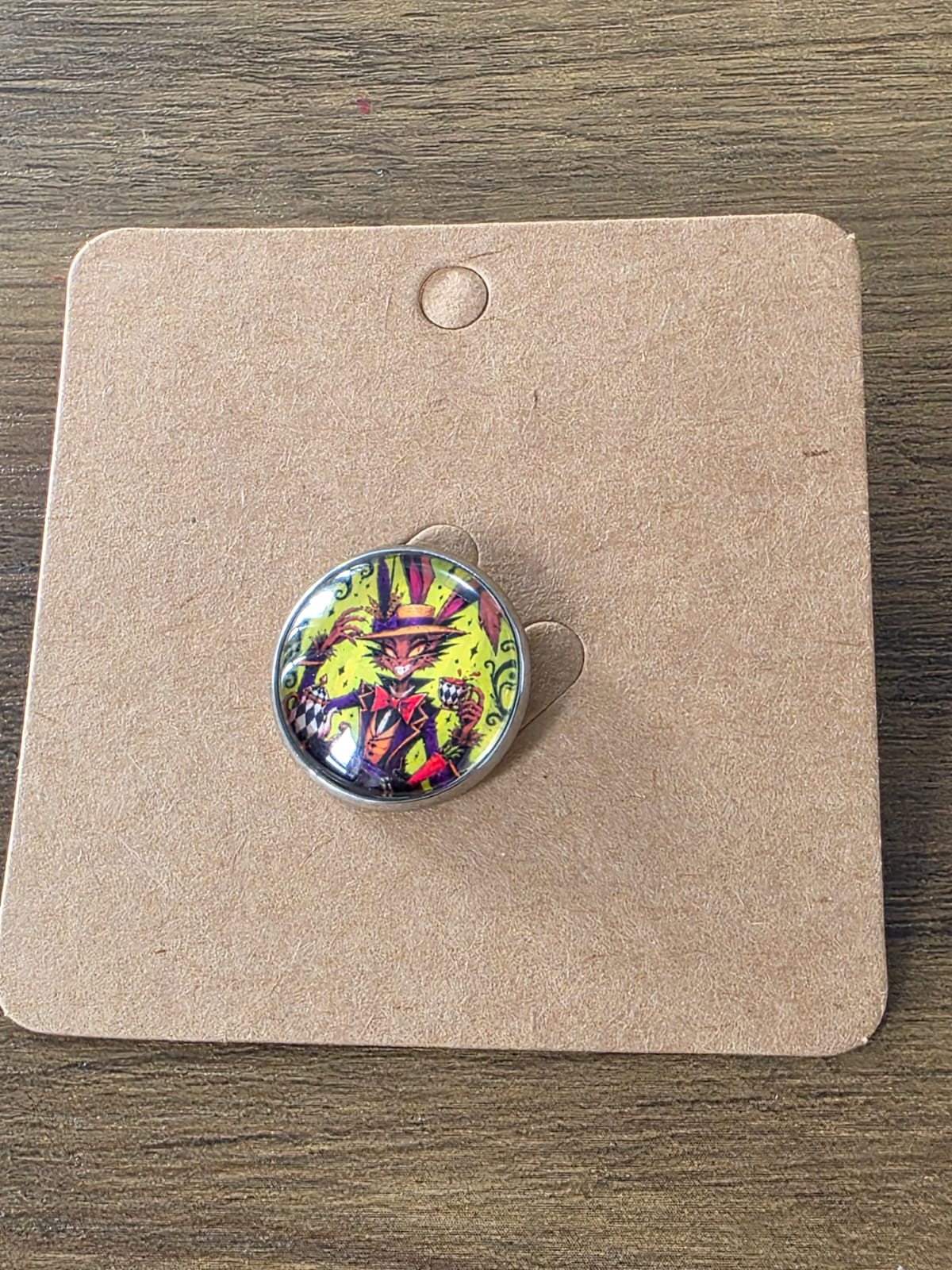 Alice in Wonderland Inspired Hellverse March Hare 20mm Stainless Steel Glass Cabochon Pin