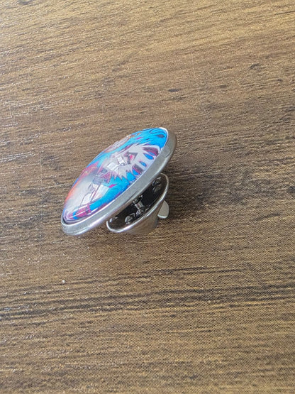 Alice in Wonderland Inspired Hellverse White Rabbit 20mm Stainless Steel Glass Cabochon Pin