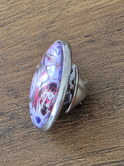 Alice in Wonderland Inspired Hellverse Queen of Hearts 20mm Stainless Steel Glass Cabochon Pin